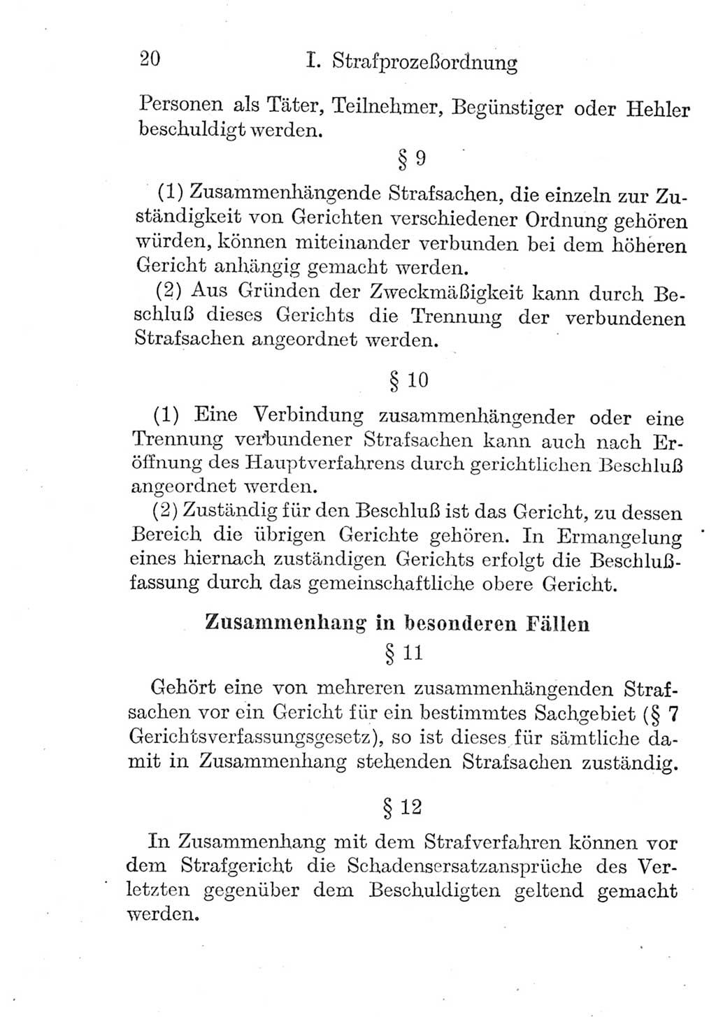 Strafprozeßordnung (StPO), Gerichtsverfassungsgesetz (GVG), Staatsanwaltsgesetz (StAG) und Jugendgerichtsgesetz (JGG) [Deutsche Demokratische Republik (DDR)] 1952, Seite 20 (StPO GVG StAG JGG DDR 1952, S. 20)