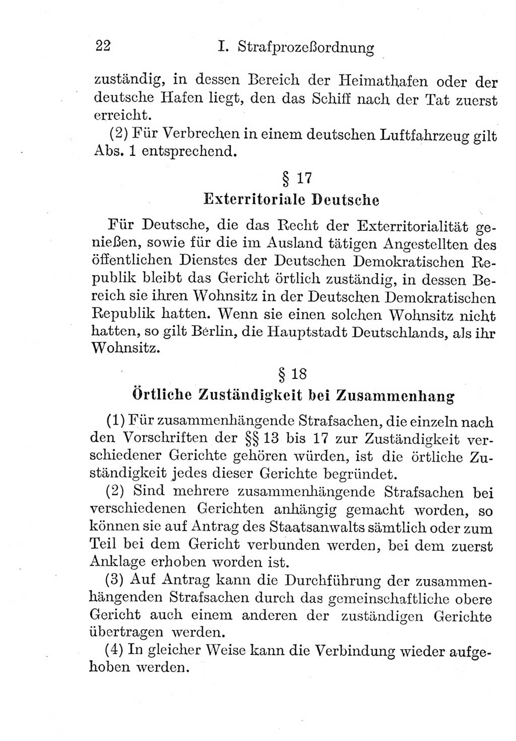 Strafprozeßordnung (StPO), Gerichtsverfassungsgesetz (GVG), Staatsanwaltsgesetz (StAG) und Jugendgerichtsgesetz (JGG) [Deutsche Demokratische Republik (DDR)] 1952, Seite 22 (StPO GVG StAG JGG DDR 1952, S. 22)