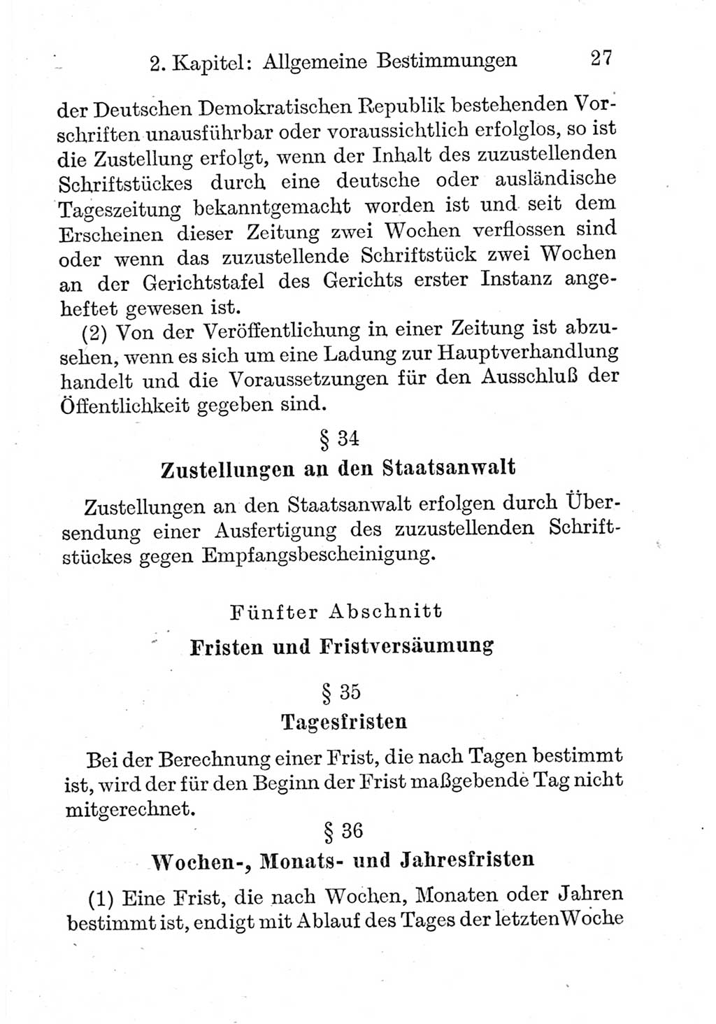 Strafprozeßordnung (StPO), Gerichtsverfassungsgesetz (GVG), Staatsanwaltsgesetz (StAG) und Jugendgerichtsgesetz (JGG) [Deutsche Demokratische Republik (DDR)] 1952, Seite 27 (StPO GVG StAG JGG DDR 1952, S. 27)