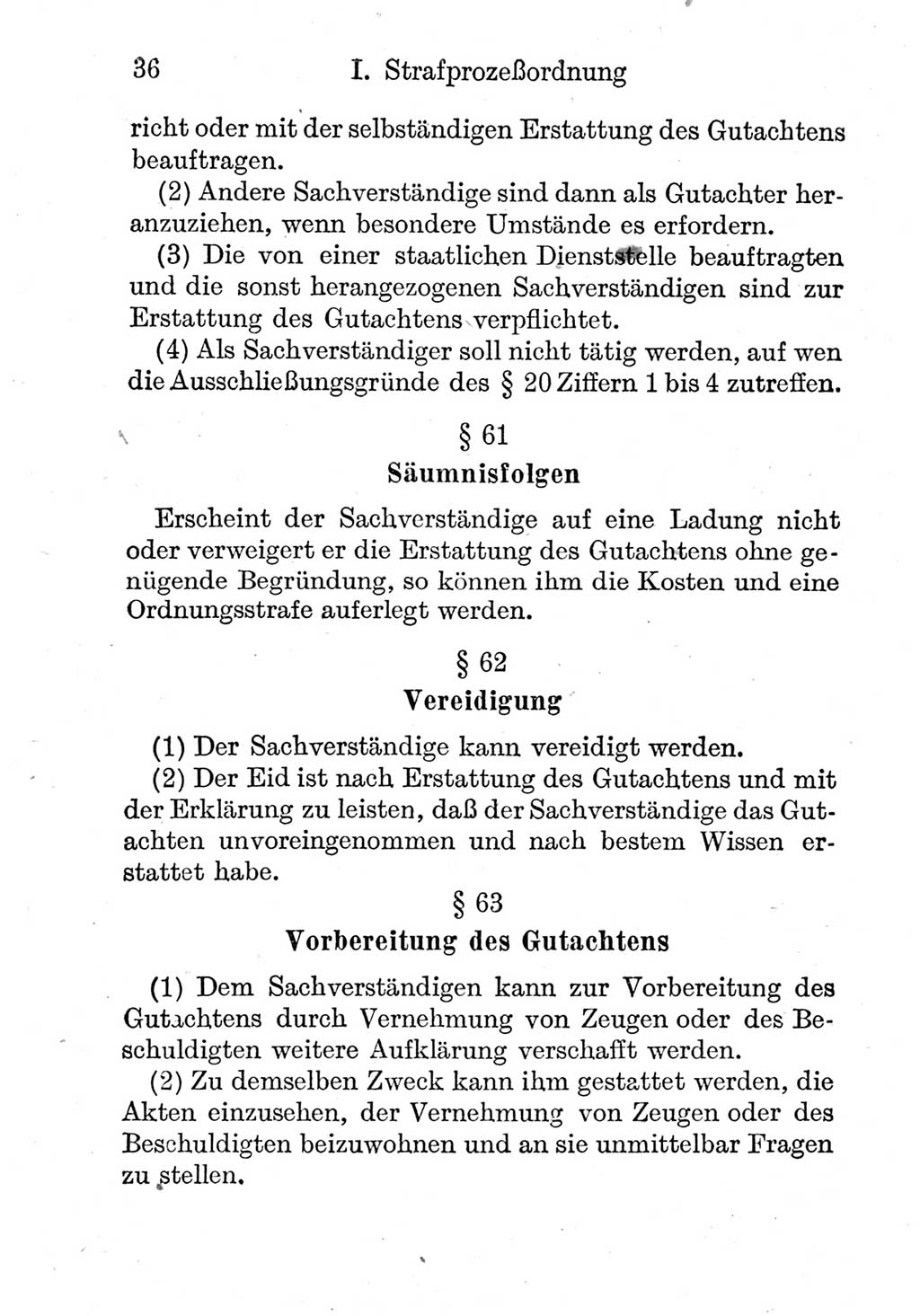 Strafprozeßordnung (StPO), Gerichtsverfassungsgesetz (GVG), Staatsanwaltsgesetz (StAG) und Jugendgerichtsgesetz (JGG) [Deutsche Demokratische Republik (DDR)] 1952, Seite 36 (StPO GVG StAG JGG DDR 1952, S. 36)