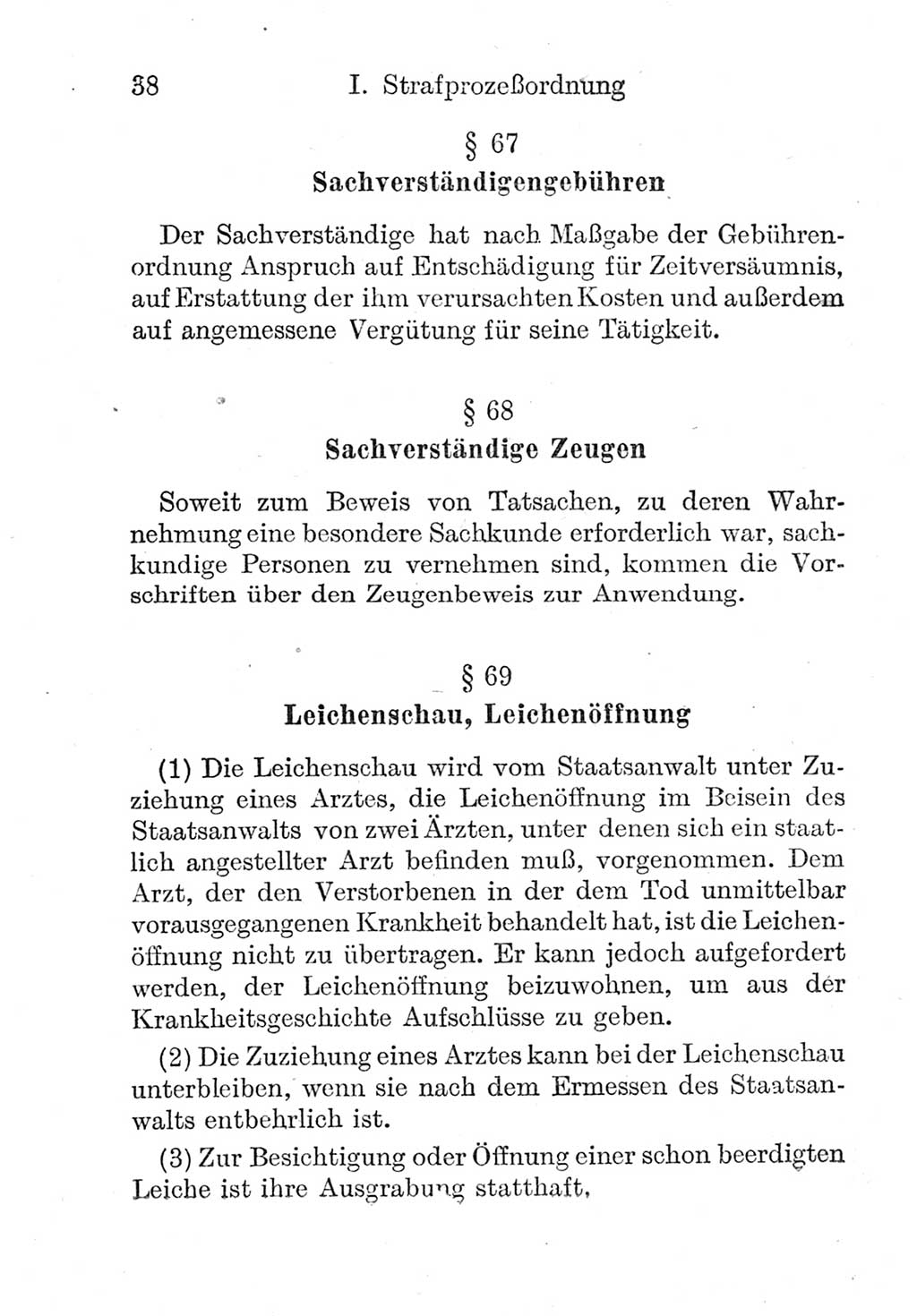 Strafprozeßordnung (StPO), Gerichtsverfassungsgesetz (GVG), Staatsanwaltsgesetz (StAG) und Jugendgerichtsgesetz (JGG) [Deutsche Demokratische Republik (DDR)] 1952, Seite 38 (StPO GVG StAG JGG DDR 1952, S. 38)
