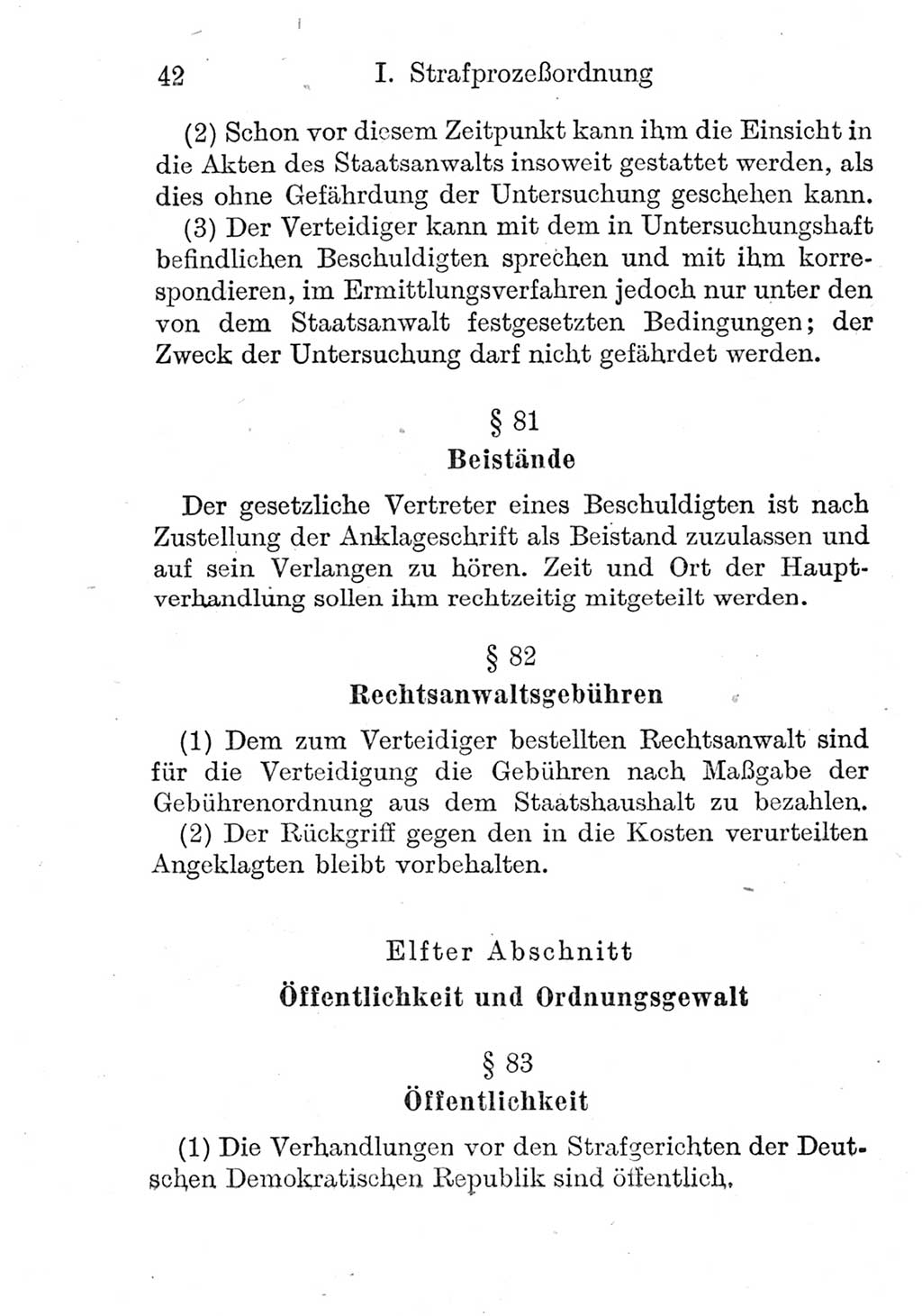 Strafprozeßordnung (StPO), Gerichtsverfassungsgesetz (GVG), Staatsanwaltsgesetz (StAG) und Jugendgerichtsgesetz (JGG) [Deutsche Demokratische Republik (DDR)] 1952, Seite 42 (StPO GVG StAG JGG DDR 1952, S. 42)