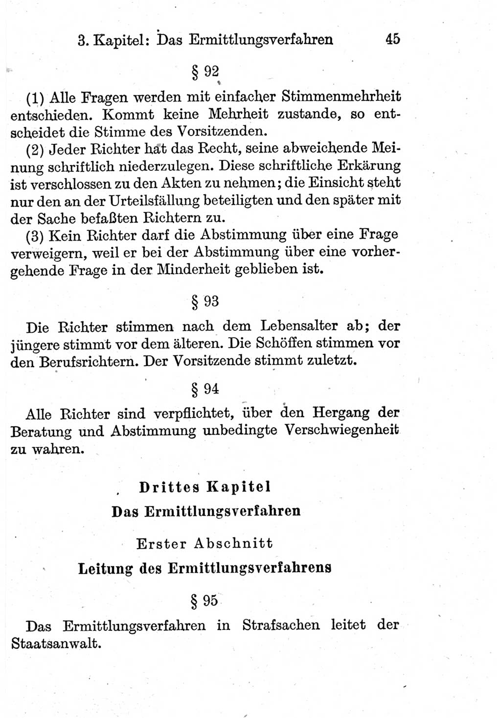 Strafprozeßordnung (StPO), Gerichtsverfassungsgesetz (GVG), Staatsanwaltsgesetz (StAG) und Jugendgerichtsgesetz (JGG) [Deutsche Demokratische Republik (DDR)] 1952, Seite 45 (StPO GVG StAG JGG DDR 1952, S. 45)