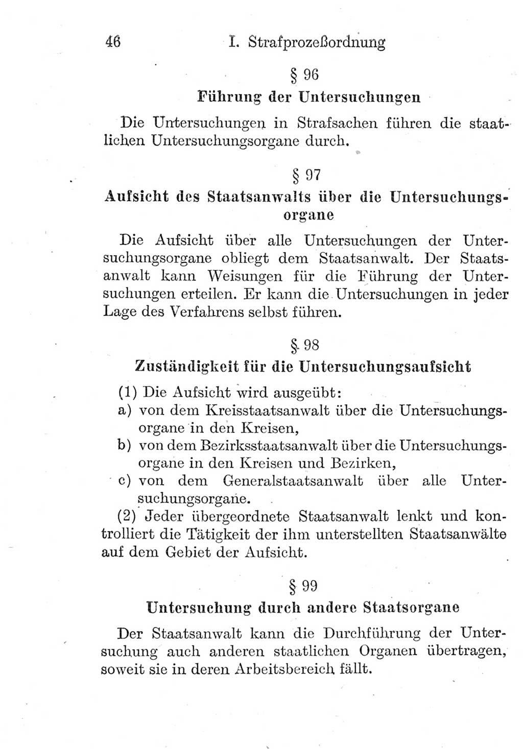 Strafprozeßordnung (StPO), Gerichtsverfassungsgesetz (GVG), Staatsanwaltsgesetz (StAG) und Jugendgerichtsgesetz (JGG) [Deutsche Demokratische Republik (DDR)] 1952, Seite 46 (StPO GVG StAG JGG DDR 1952, S. 46)