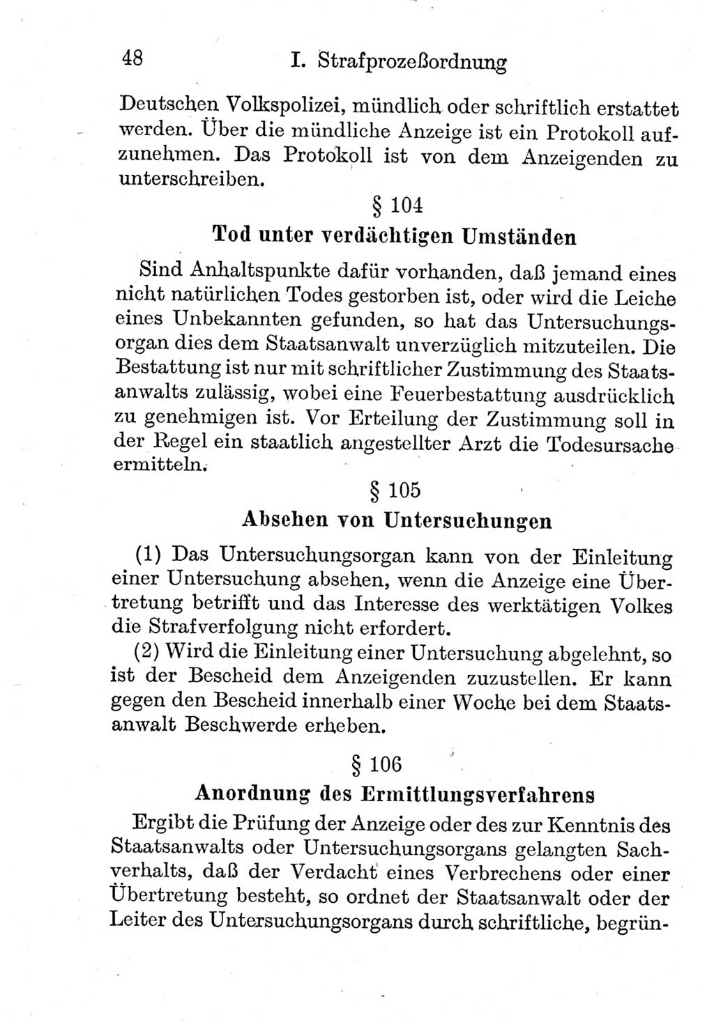 Strafprozeßordnung (StPO), Gerichtsverfassungsgesetz (GVG), Staatsanwaltsgesetz (StAG) und Jugendgerichtsgesetz (JGG) [Deutsche Demokratische Republik (DDR)] 1952, Seite 48 (StPO GVG StAG JGG DDR 1952, S. 48)