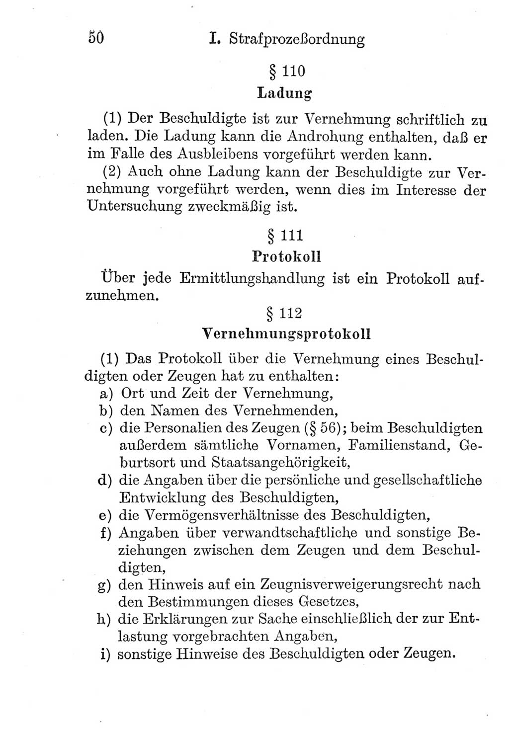 Strafprozeßordnung (StPO), Gerichtsverfassungsgesetz (GVG), Staatsanwaltsgesetz (StAG) und Jugendgerichtsgesetz (JGG) [Deutsche Demokratische Republik (DDR)] 1952, Seite 50 (StPO GVG StAG JGG DDR 1952, S. 50)