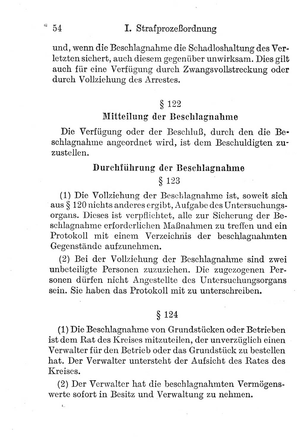 Strafprozeßordnung (StPO), Gerichtsverfassungsgesetz (GVG), Staatsanwaltsgesetz (StAG) und Jugendgerichtsgesetz (JGG) [Deutsche Demokratische Republik (DDR)] 1952, Seite 54 (StPO GVG StAG JGG DDR 1952, S. 54)