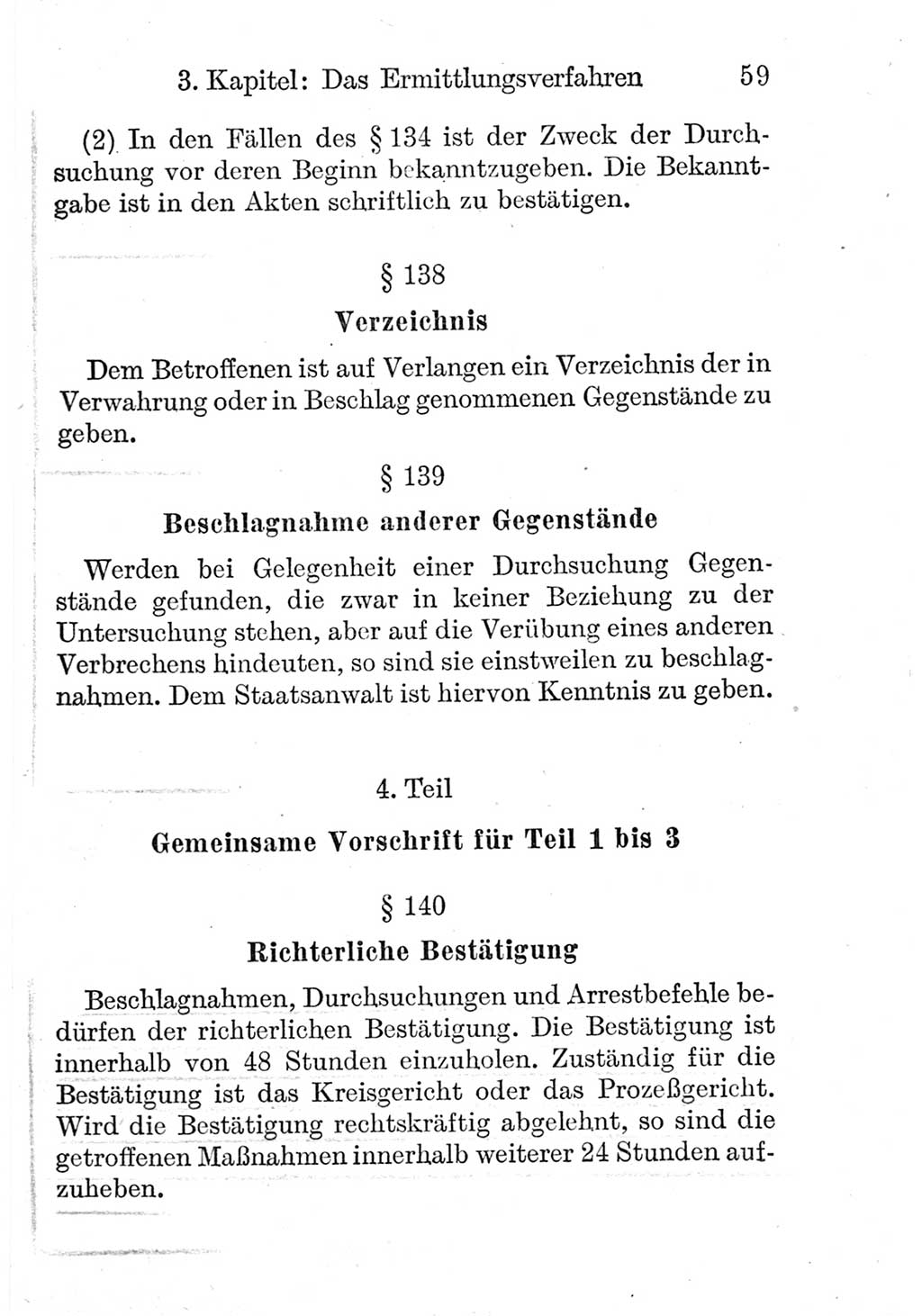 Strafprozeßordnung (StPO), Gerichtsverfassungsgesetz (GVG), Staatsanwaltsgesetz (StAG) und Jugendgerichtsgesetz (JGG) [Deutsche Demokratische Republik (DDR)] 1952, Seite 59 (StPO GVG StAG JGG DDR 1952, S. 59)