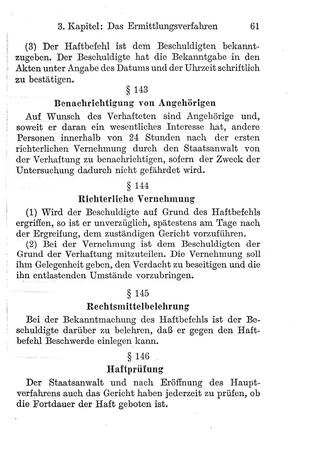 Strafprozeßordnung (StPO), Gerichtsverfassungsgesetz (GVG), Staatsanwaltsgesetz (StAG) und Jugendgerichtsgesetz (JGG) [Deutsche Demokratische Republik (DDR)] 1952, Seite 61 (StPO GVG StAG JGG DDR 1952, S. 61)