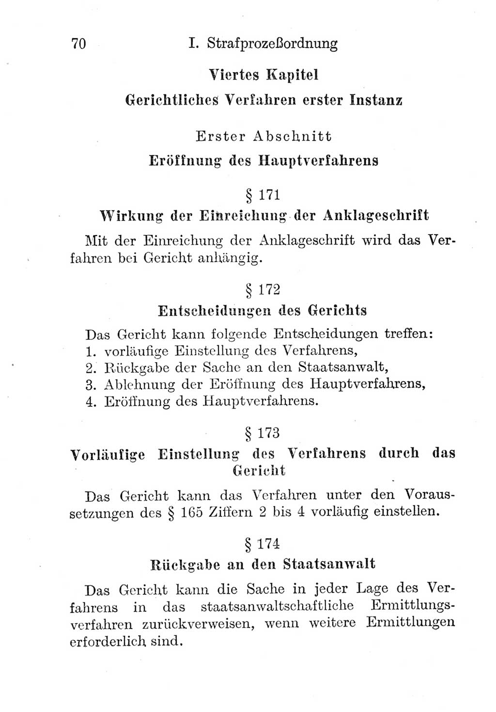 Strafprozeßordnung (StPO), Gerichtsverfassungsgesetz (GVG), Staatsanwaltsgesetz (StAG) und Jugendgerichtsgesetz (JGG) [Deutsche Demokratische Republik (DDR)] 1952, Seite 70 (StPO GVG StAG JGG DDR 1952, S. 70)