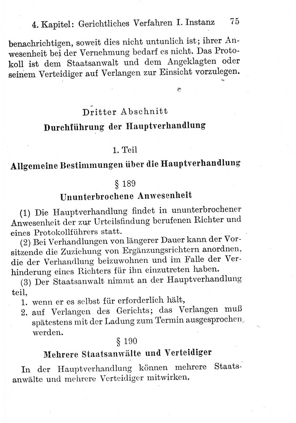 Strafprozeßordnung (StPO), Gerichtsverfassungsgesetz (GVG), Staatsanwaltsgesetz (StAG) und Jugendgerichtsgesetz (JGG) [Deutsche Demokratische Republik (DDR)] 1952, Seite 75 (StPO GVG StAG JGG DDR 1952, S. 75)