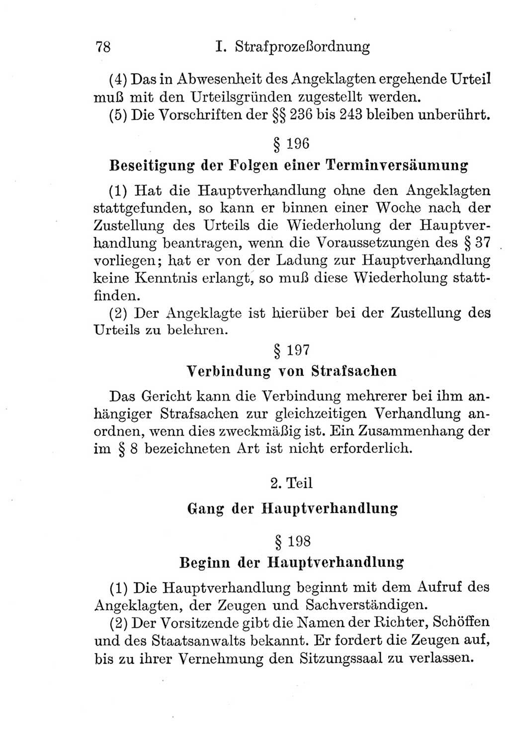 Strafprozeßordnung (StPO), Gerichtsverfassungsgesetz (GVG), Staatsanwaltsgesetz (StAG) und Jugendgerichtsgesetz (JGG) [Deutsche Demokratische Republik (DDR)] 1952, Seite 78 (StPO GVG StAG JGG DDR 1952, S. 78)