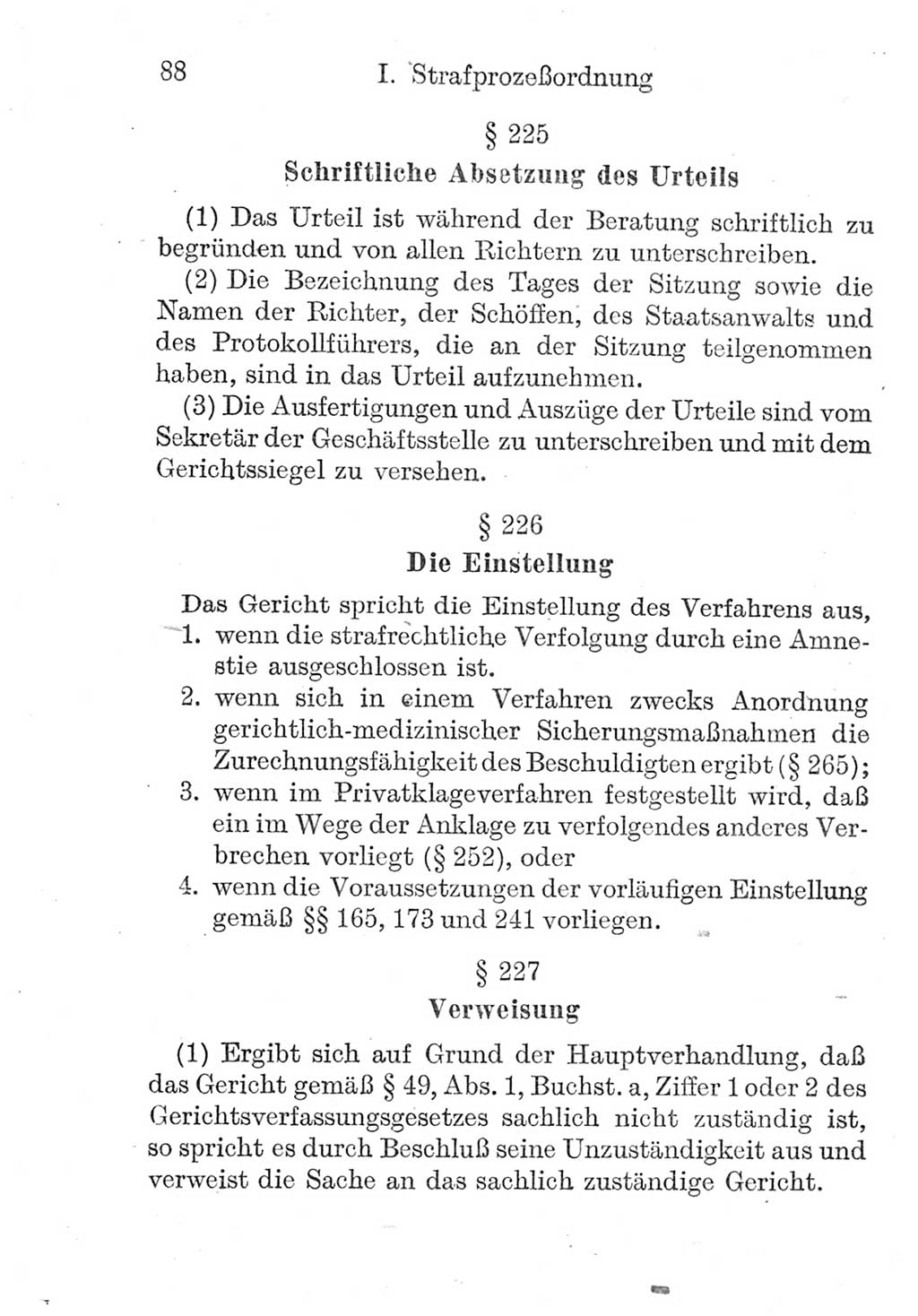 Strafprozeßordnung (StPO), Gerichtsverfassungsgesetz (GVG), Staatsanwaltsgesetz (StAG) und Jugendgerichtsgesetz (JGG) [Deutsche Demokratische Republik (DDR)] 1952, Seite 88 (StPO GVG StAG JGG DDR 1952, S. 88)