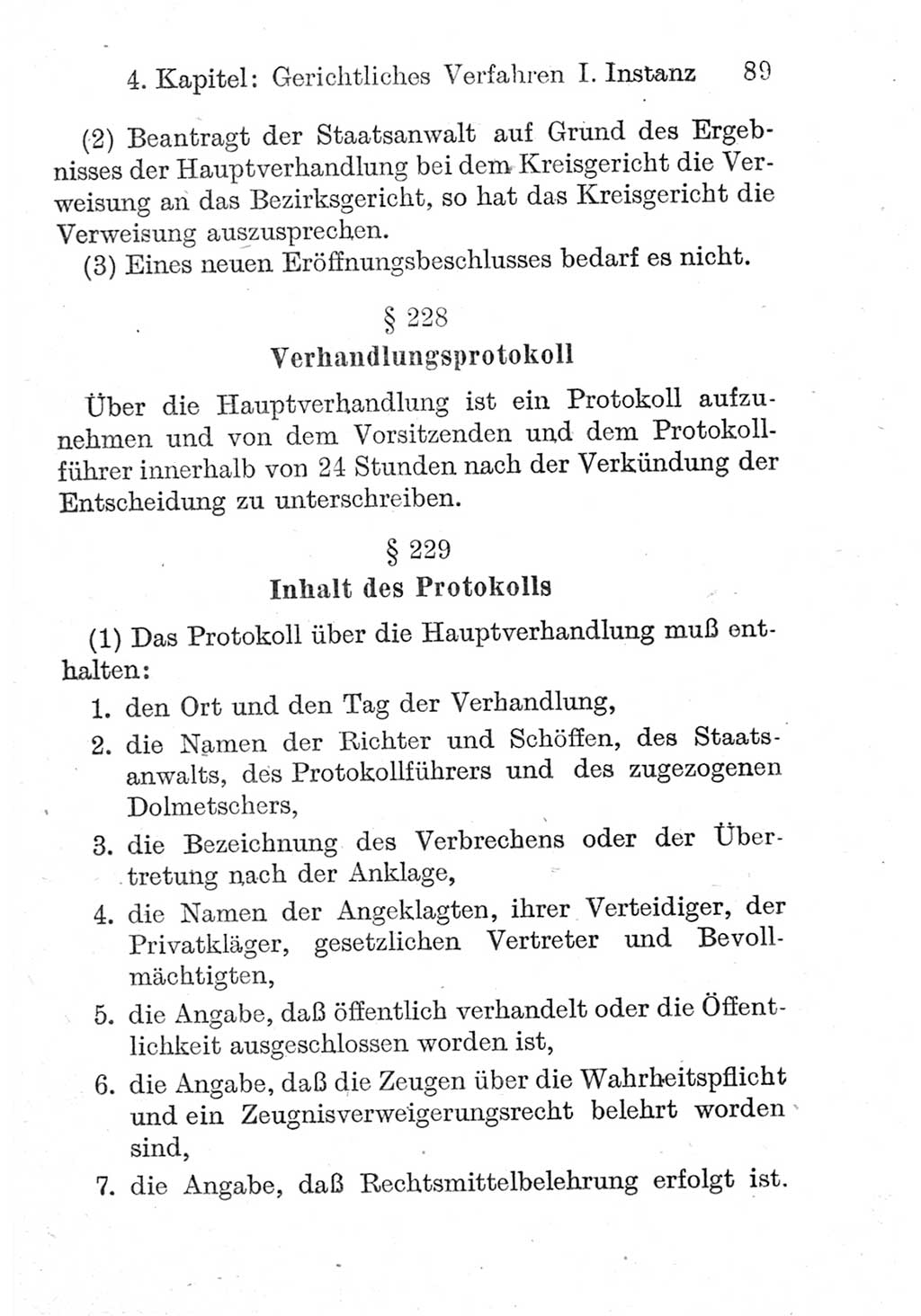 Strafprozeßordnung (StPO), Gerichtsverfassungsgesetz (GVG), Staatsanwaltsgesetz (StAG) und Jugendgerichtsgesetz (JGG) [Deutsche Demokratische Republik (DDR)] 1952, Seite 89 (StPO GVG StAG JGG DDR 1952, S. 89)