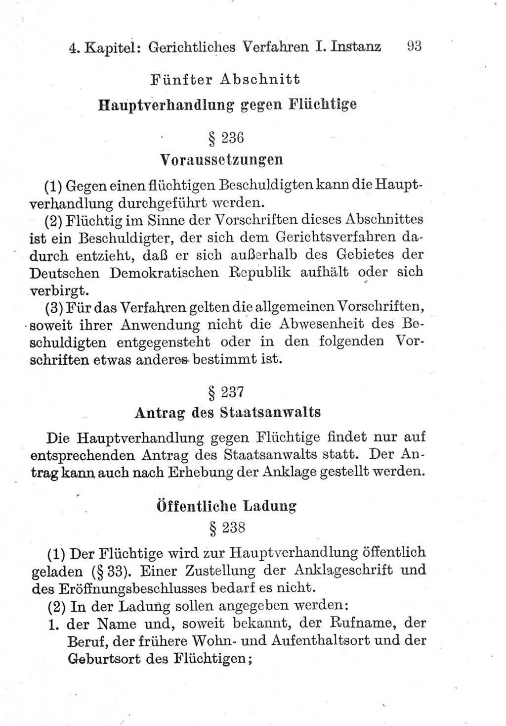 Strafprozeßordnung (StPO), Gerichtsverfassungsgesetz (GVG), Staatsanwaltsgesetz (StAG) und Jugendgerichtsgesetz (JGG) [Deutsche Demokratische Republik (DDR)] 1952, Seite 93 (StPO GVG StAG JGG DDR 1952, S. 93)