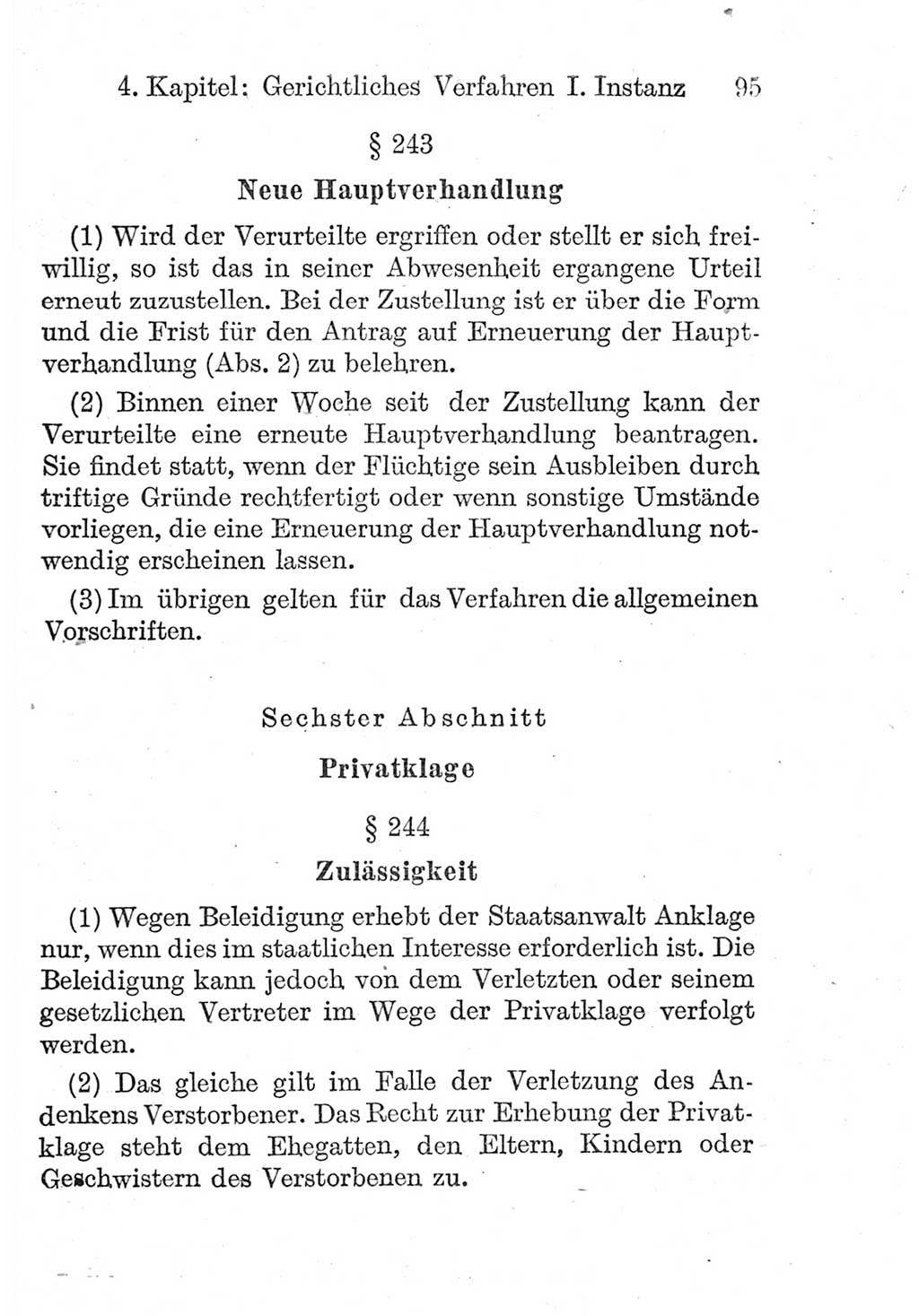 Strafprozeßordnung (StPO), Gerichtsverfassungsgesetz (GVG), Staatsanwaltsgesetz (StAG) und Jugendgerichtsgesetz (JGG) [Deutsche Demokratische Republik (DDR)] 1952, Seite 95 (StPO GVG StAG JGG DDR 1952, S. 95)