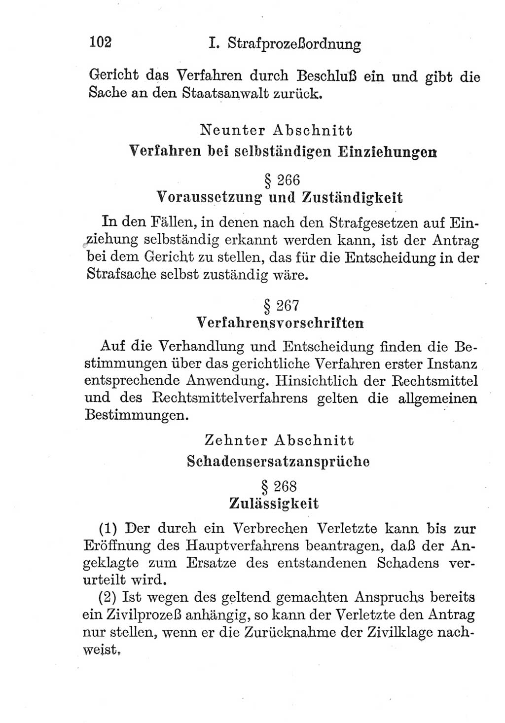 Strafprozeßordnung (StPO), Gerichtsverfassungsgesetz (GVG), Staatsanwaltsgesetz (StAG) und Jugendgerichtsgesetz (JGG) [Deutsche Demokratische Republik (DDR)] 1952, Seite 102 (StPO GVG StAG JGG DDR 1952, S. 102)