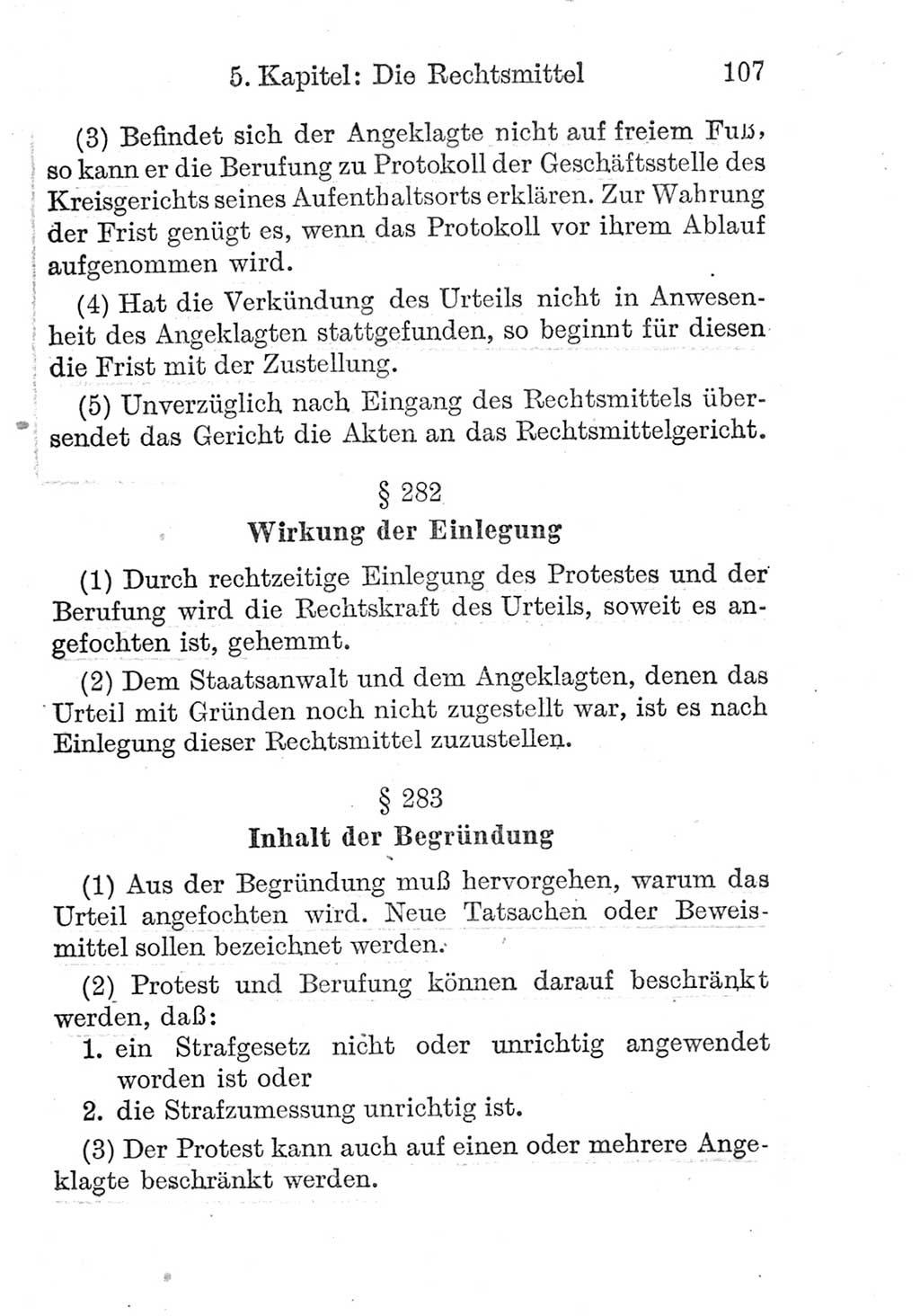 Strafprozeßordnung (StPO), Gerichtsverfassungsgesetz (GVG), Staatsanwaltsgesetz (StAG) und Jugendgerichtsgesetz (JGG) [Deutsche Demokratische Republik (DDR)] 1952, Seite 107 (StPO GVG StAG JGG DDR 1952, S. 107)