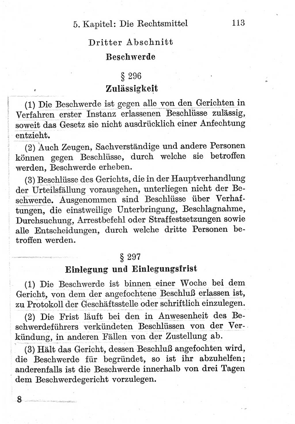 Strafprozeßordnung (StPO), Gerichtsverfassungsgesetz (GVG), Staatsanwaltsgesetz (StAG) und Jugendgerichtsgesetz (JGG) [Deutsche Demokratische Republik (DDR)] 1952, Seite 113 (StPO GVG StAG JGG DDR 1952, S. 113)