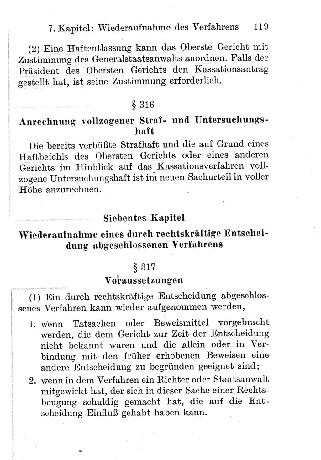 Strafprozeßordnung (StPO), Gerichtsverfassungsgesetz (GVG), Staatsanwaltsgesetz (StAG) und Jugendgerichtsgesetz (JGG) [Deutsche Demokratische Republik (DDR)] 1952, Seite 119 (StPO GVG StAG JGG DDR 1952, S. 119)