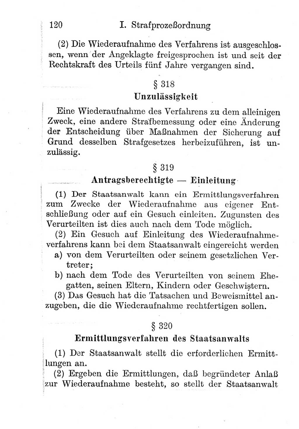 Strafprozeßordnung (StPO), Gerichtsverfassungsgesetz (GVG), Staatsanwaltsgesetz (StAG) und Jugendgerichtsgesetz (JGG) [Deutsche Demokratische Republik (DDR)] 1952, Seite 120 (StPO GVG StAG JGG DDR 1952, S. 120)