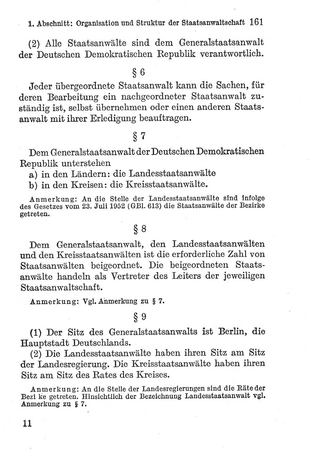 Strafprozeßordnung (StPO), Gerichtsverfassungsgesetz (GVG), Staatsanwaltsgesetz (StAG) und Jugendgerichtsgesetz (JGG) [Deutsche Demokratische Republik (DDR)] 1952, Seite 161 (StPO GVG StAG JGG DDR 1952, S. 161)