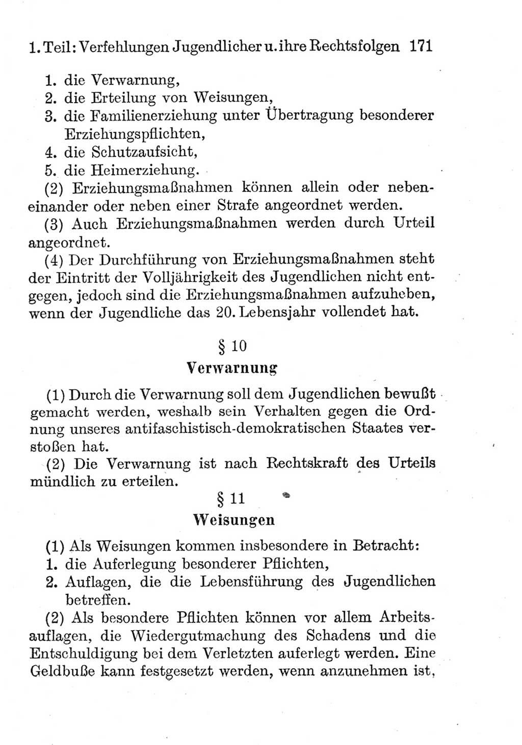 Strafprozeßordnung (StPO), Gerichtsverfassungsgesetz (GVG), Staatsanwaltsgesetz (StAG) und Jugendgerichtsgesetz (JGG) [Deutsche Demokratische Republik (DDR)] 1952, Seite 171 (StPO GVG StAG JGG DDR 1952, S. 171)