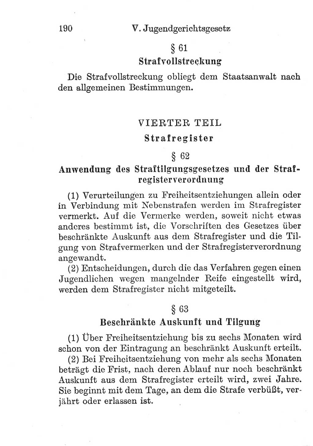 Strafprozeßordnung (StPO), Gerichtsverfassungsgesetz (GVG), Staatsanwaltsgesetz (StAG) und Jugendgerichtsgesetz (JGG) [Deutsche Demokratische Republik (DDR)] 1952, Seite 190 (StPO GVG StAG JGG DDR 1952, S. 190)