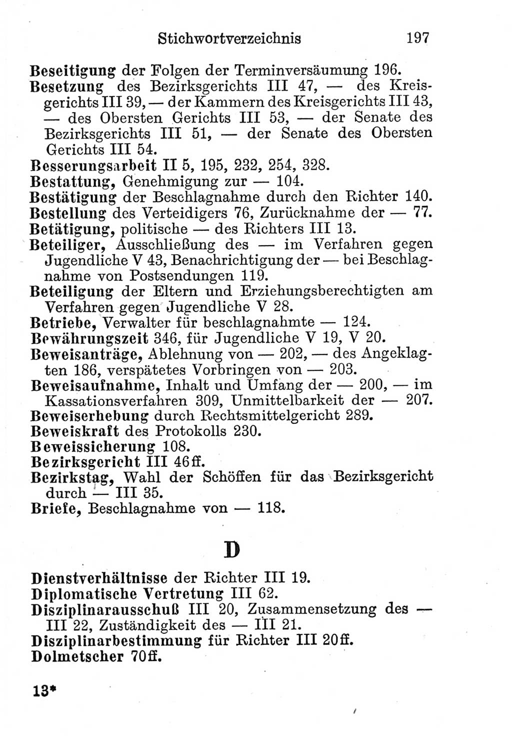 Strafprozeßordnung (StPO), Gerichtsverfassungsgesetz (GVG), Staatsanwaltsgesetz (StAG) und Jugendgerichtsgesetz (JGG) [Deutsche Demokratische Republik (DDR)] 1952, Seite 197 (StPO GVG StAG JGG DDR 1952, S. 197)