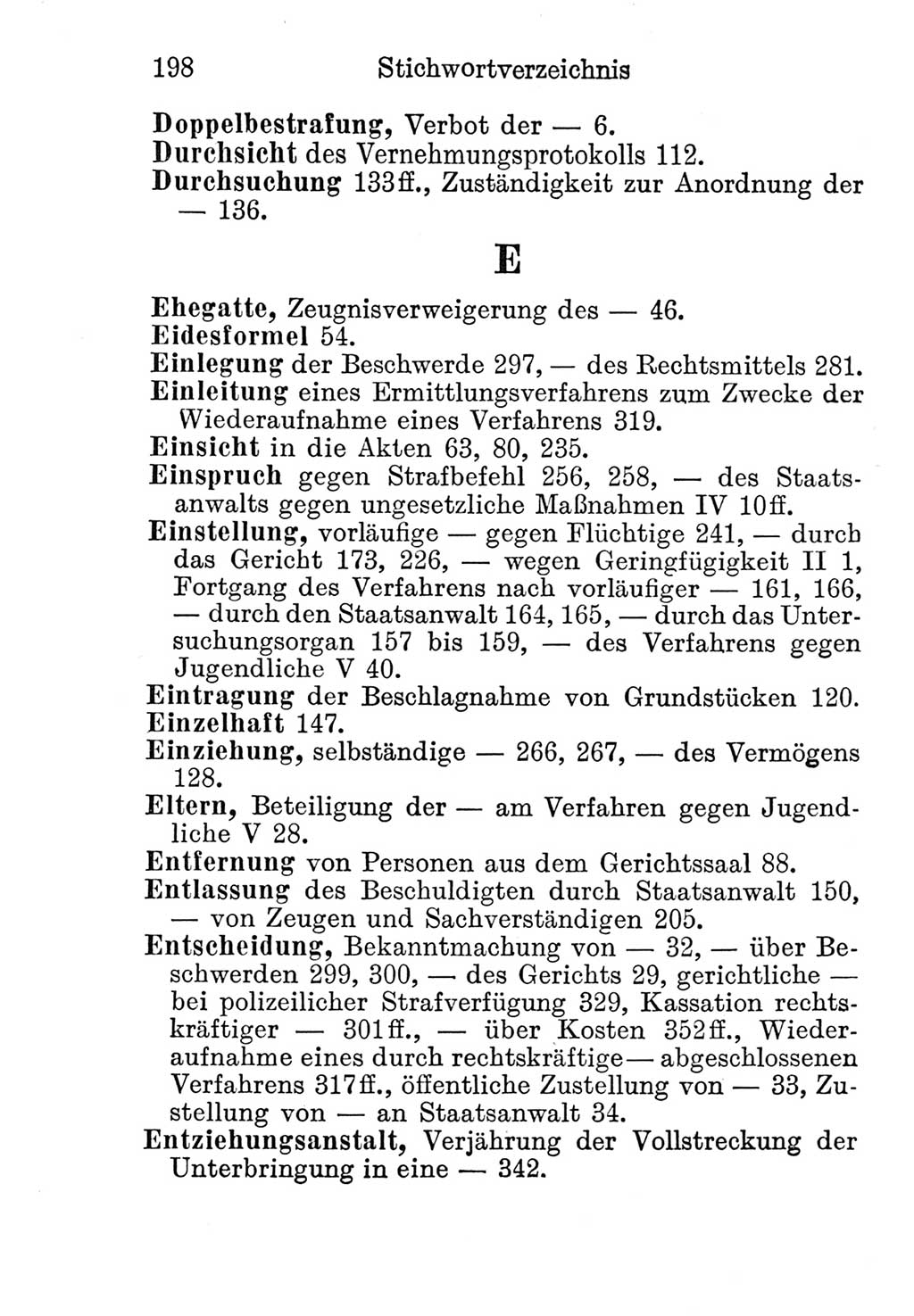 Strafprozeßordnung (StPO), Gerichtsverfassungsgesetz (GVG), Staatsanwaltsgesetz (StAG) und Jugendgerichtsgesetz (JGG) [Deutsche Demokratische Republik (DDR)] 1952, Seite 198 (StPO GVG StAG JGG DDR 1952, S. 198)