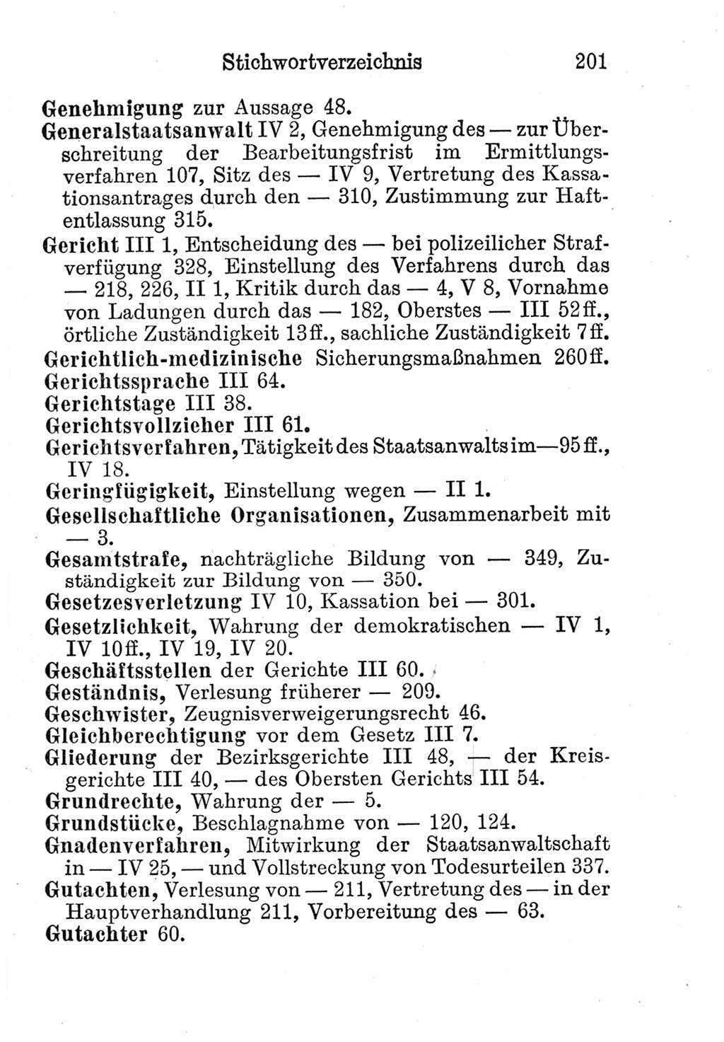 Strafprozeßordnung (StPO), Gerichtsverfassungsgesetz (GVG), Staatsanwaltsgesetz (StAG) und Jugendgerichtsgesetz (JGG) [Deutsche Demokratische Republik (DDR)] 1952, Seite 201 (StPO GVG StAG JGG DDR 1952, S. 201)