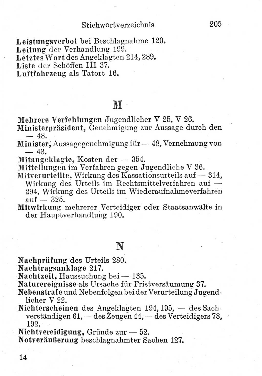 Strafprozeßordnung (StPO), Gerichtsverfassungsgesetz (GVG), Staatsanwaltsgesetz (StAG) und Jugendgerichtsgesetz (JGG) [Deutsche Demokratische Republik (DDR)] 1952, Seite 205 (StPO GVG StAG JGG DDR 1952, S. 205)