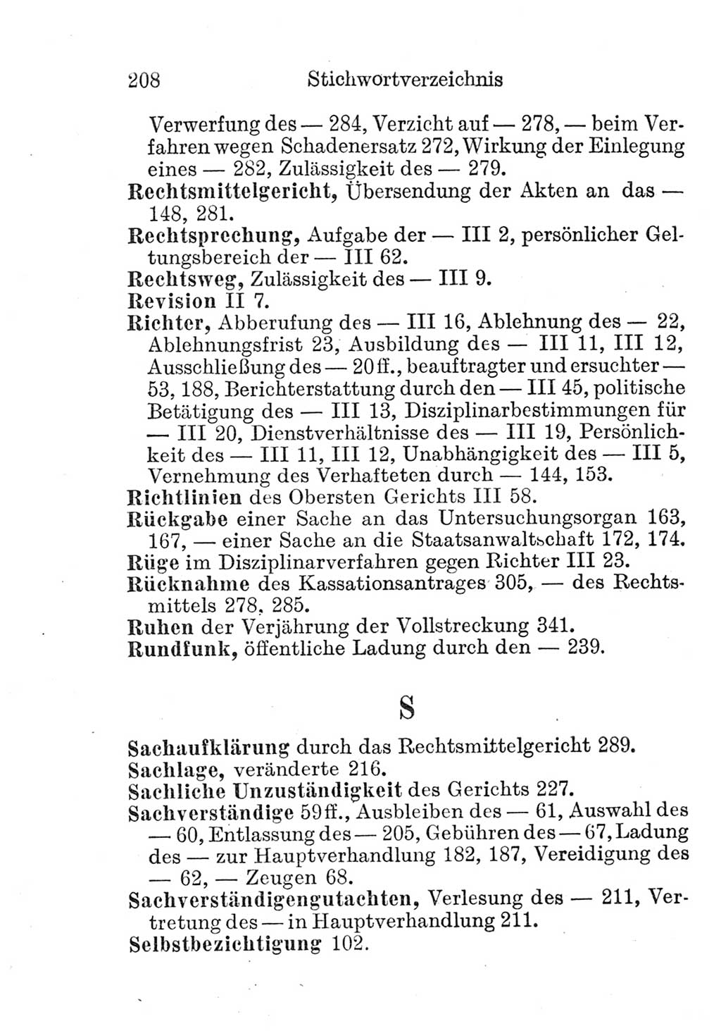 Strafprozeßordnung (StPO), Gerichtsverfassungsgesetz (GVG), Staatsanwaltsgesetz (StAG) und Jugendgerichtsgesetz (JGG) [Deutsche Demokratische Republik (DDR)] 1952, Seite 208 (StPO GVG StAG JGG DDR 1952, S. 208)