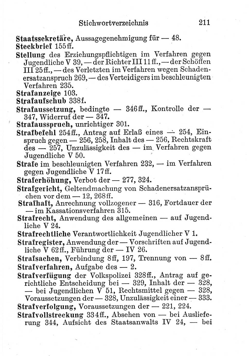 Strafprozeßordnung (StPO), Gerichtsverfassungsgesetz (GVG), Staatsanwaltsgesetz (StAG) und Jugendgerichtsgesetz (JGG) [Deutsche Demokratische Republik (DDR)] 1952, Seite 211 (StPO GVG StAG JGG DDR 1952, S. 211)