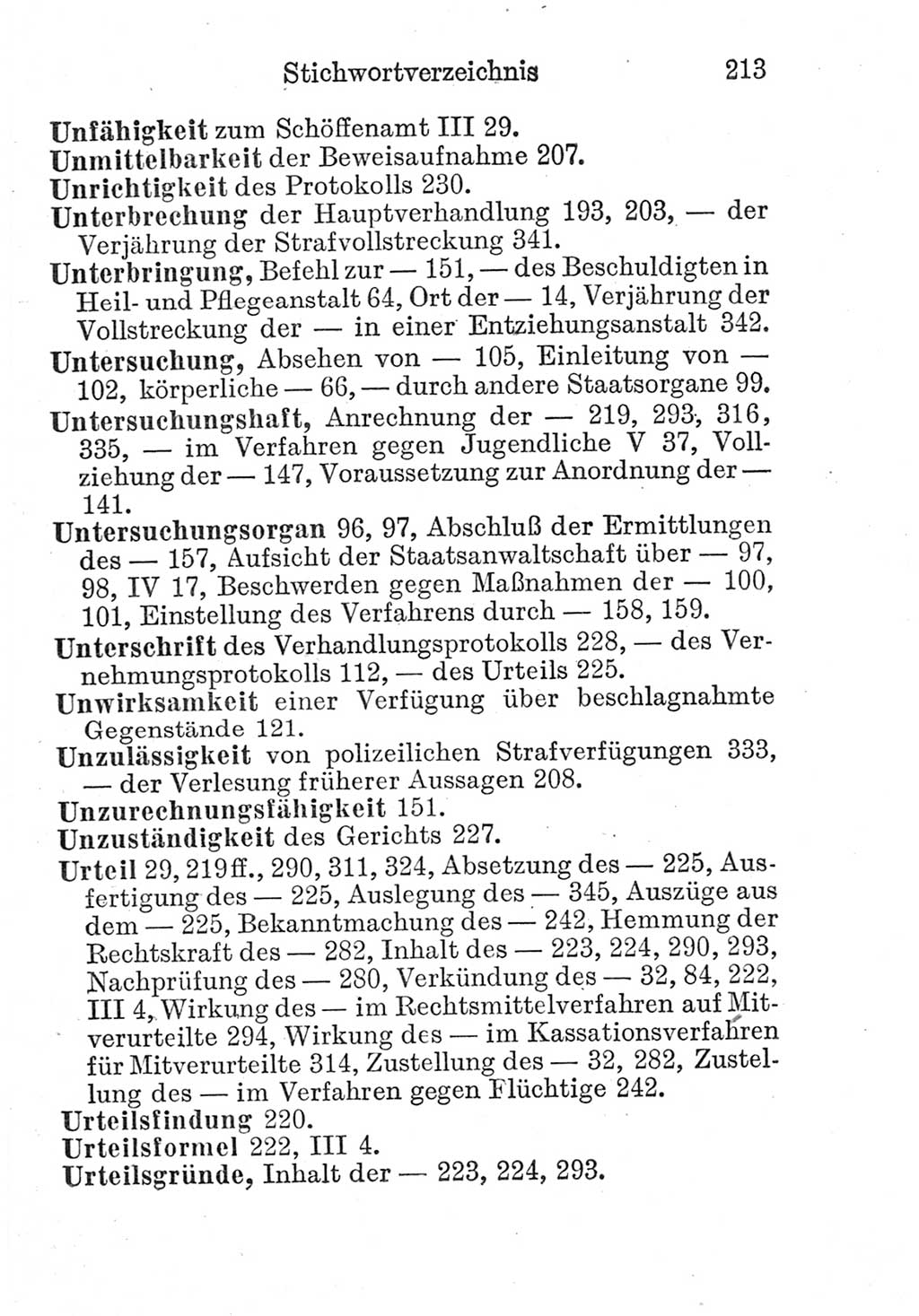 Strafprozeßordnung (StPO), Gerichtsverfassungsgesetz (GVG), Staatsanwaltsgesetz (StAG) und Jugendgerichtsgesetz (JGG) [Deutsche Demokratische Republik (DDR)] 1952, Seite 213 (StPO GVG StAG JGG DDR 1952, S. 213)