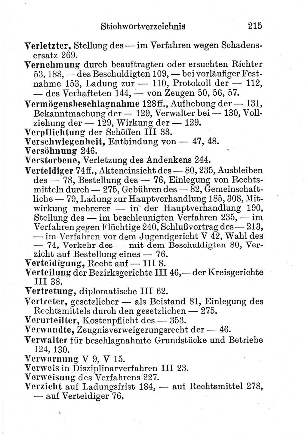 Strafprozeßordnung (StPO), Gerichtsverfassungsgesetz (GVG), Staatsanwaltsgesetz (StAG) und Jugendgerichtsgesetz (JGG) [Deutsche Demokratische Republik (DDR)] 1952, Seite 215 (StPO GVG StAG JGG DDR 1952, S. 215)