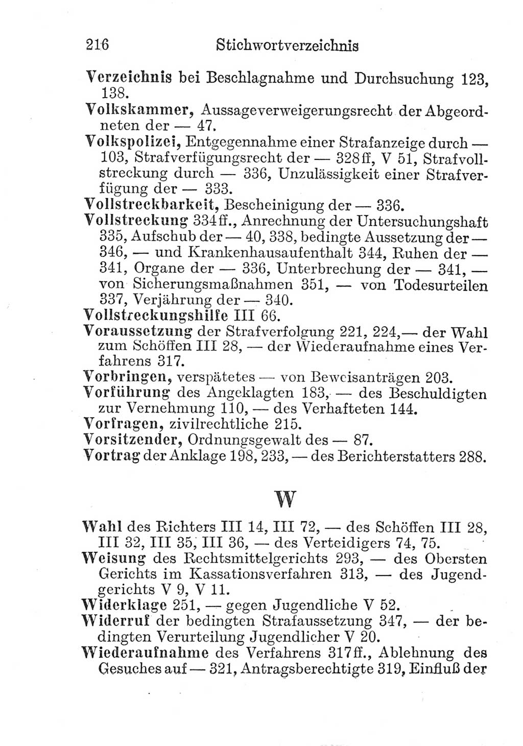 Strafprozeßordnung (StPO), Gerichtsverfassungsgesetz (GVG), Staatsanwaltsgesetz (StAG) und Jugendgerichtsgesetz (JGG) [Deutsche Demokratische Republik (DDR)] 1952, Seite 216 (StPO GVG StAG JGG DDR 1952, S. 216)