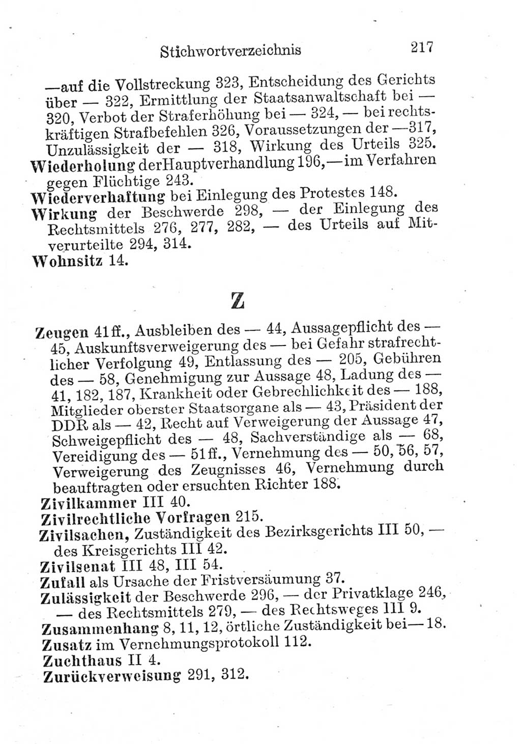 Strafprozeßordnung (StPO), Gerichtsverfassungsgesetz (GVG), Staatsanwaltsgesetz (StAG) und Jugendgerichtsgesetz (JGG) [Deutsche Demokratische Republik (DDR)] 1952, Seite 217 (StPO GVG StAG JGG DDR 1952, S. 217)