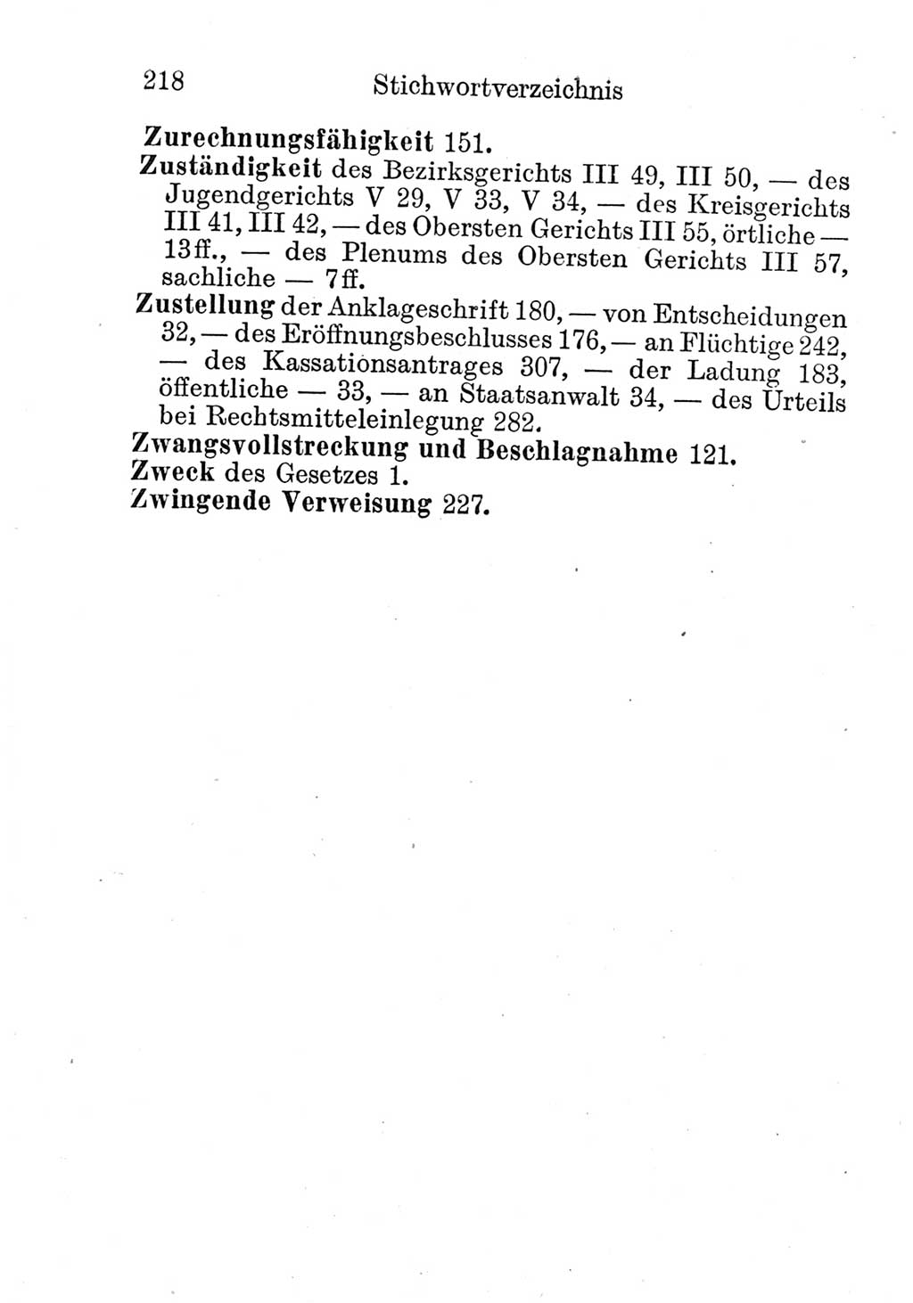 Strafprozeßordnung (StPO), Gerichtsverfassungsgesetz (GVG), Staatsanwaltsgesetz (StAG) und Jugendgerichtsgesetz (JGG) [Deutsche Demokratische Republik (DDR)] 1952, Seite 218 (StPO GVG StAG JGG DDR 1952, S. 218)