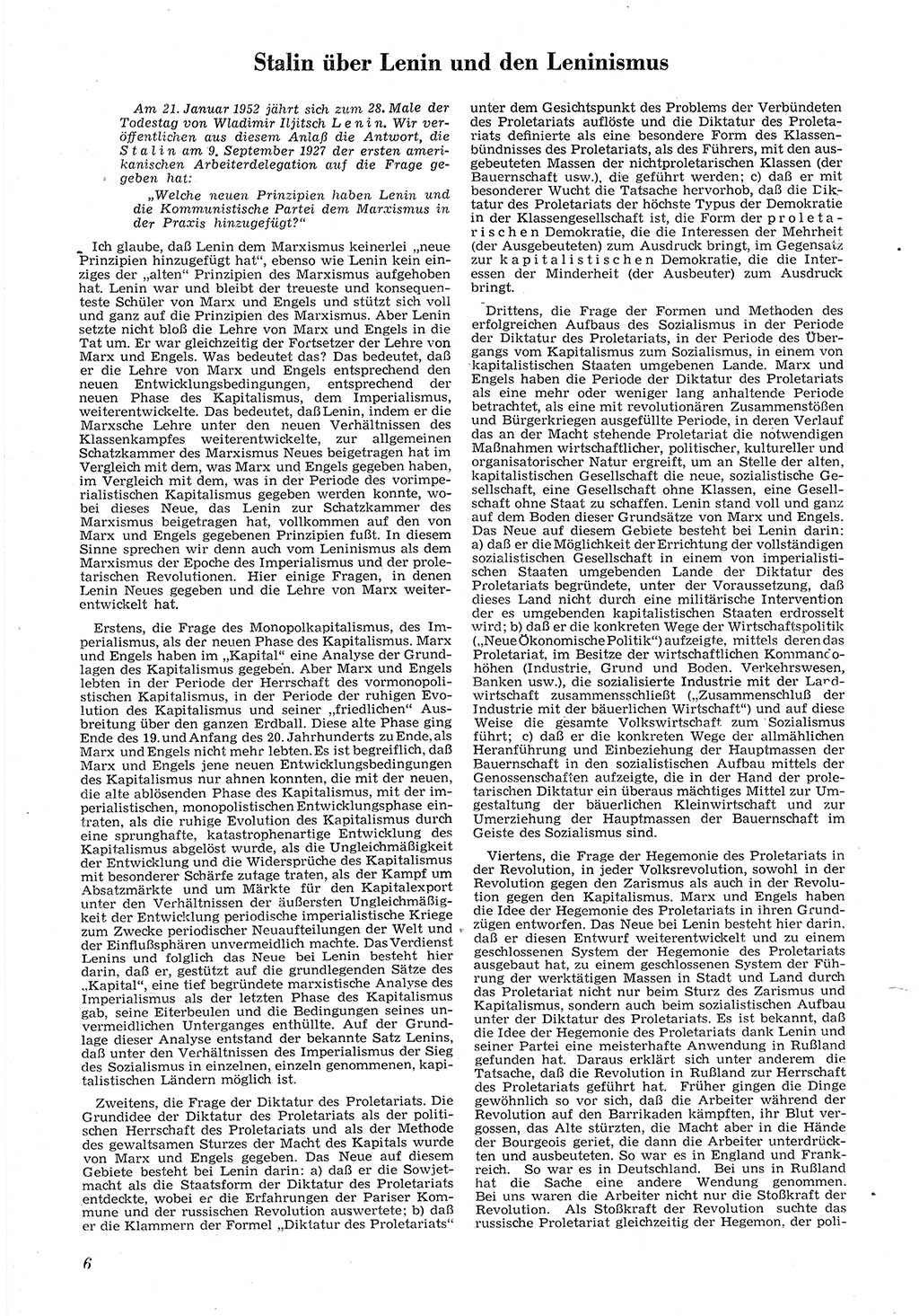 Neue Justiz (NJ), Zeitschrift für Recht und Rechtswissenschaft [Deutsche Demokratische Republik (DDR)], 6. Jahrgang 1952, Seite 6 (NJ DDR 1952, S. 6)
