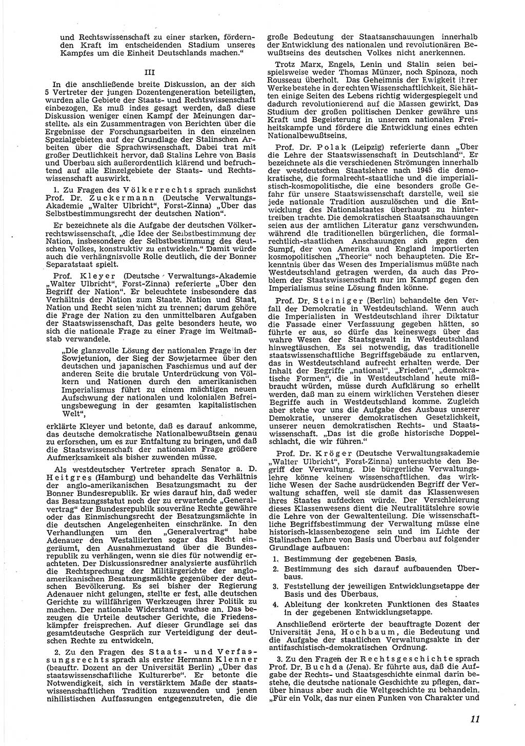 Neue Justiz (NJ), Zeitschrift für Recht und Rechtswissenschaft [Deutsche Demokratische Republik (DDR)], 6. Jahrgang 1952, Seite 11 (NJ DDR 1952, S. 11)