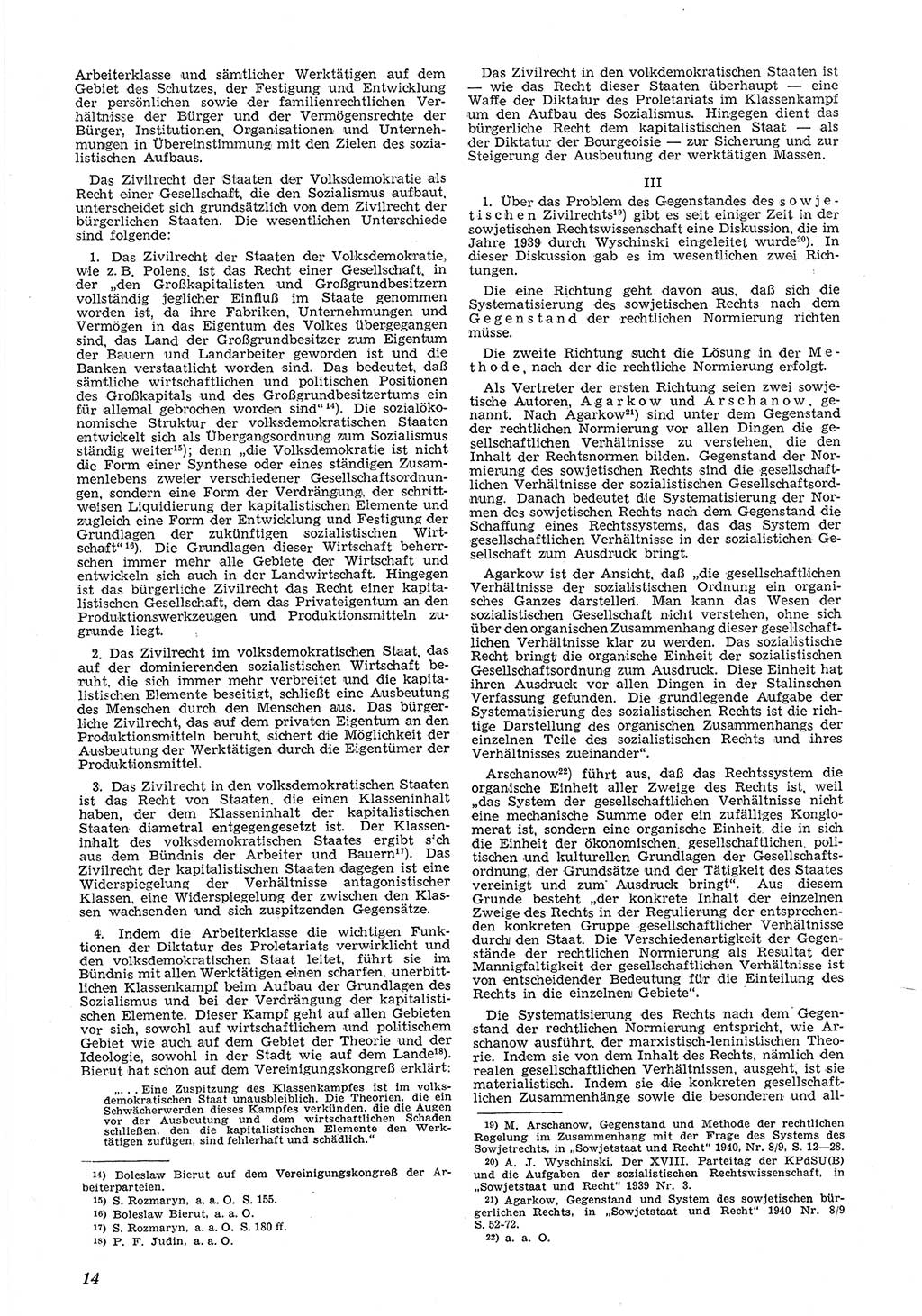 Neue Justiz (NJ), Zeitschrift für Recht und Rechtswissenschaft [Deutsche Demokratische Republik (DDR)], 6. Jahrgang 1952, Seite 14 (NJ DDR 1952, S. 14)