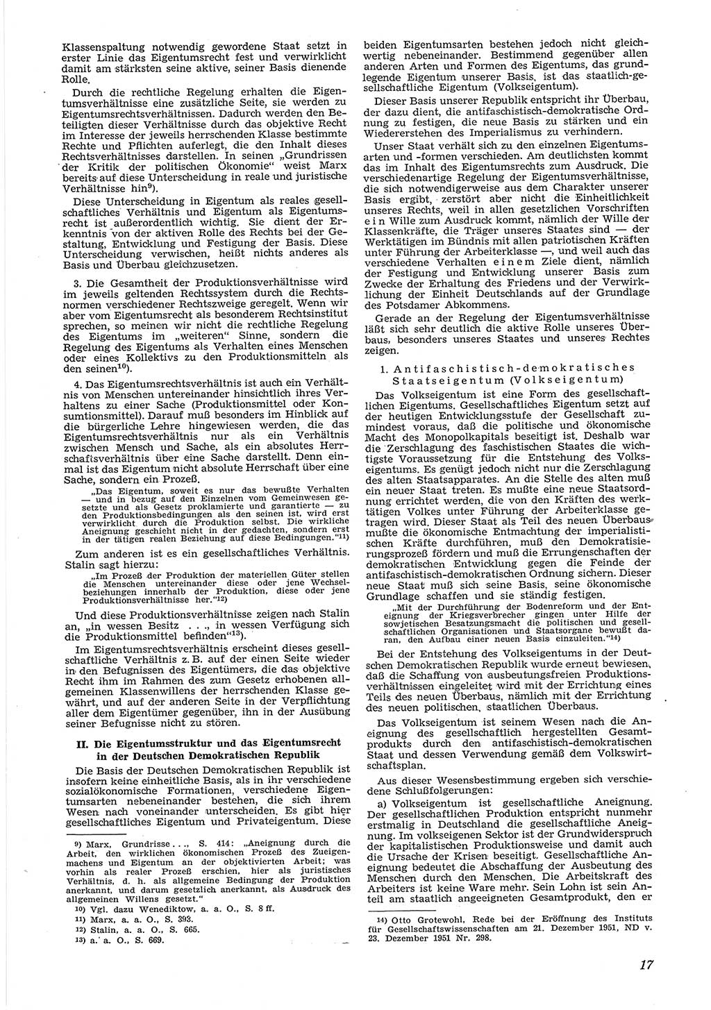 Neue Justiz (NJ), Zeitschrift für Recht und Rechtswissenschaft [Deutsche Demokratische Republik (DDR)], 6. Jahrgang 1952, Seite 17 (NJ DDR 1952, S. 17)