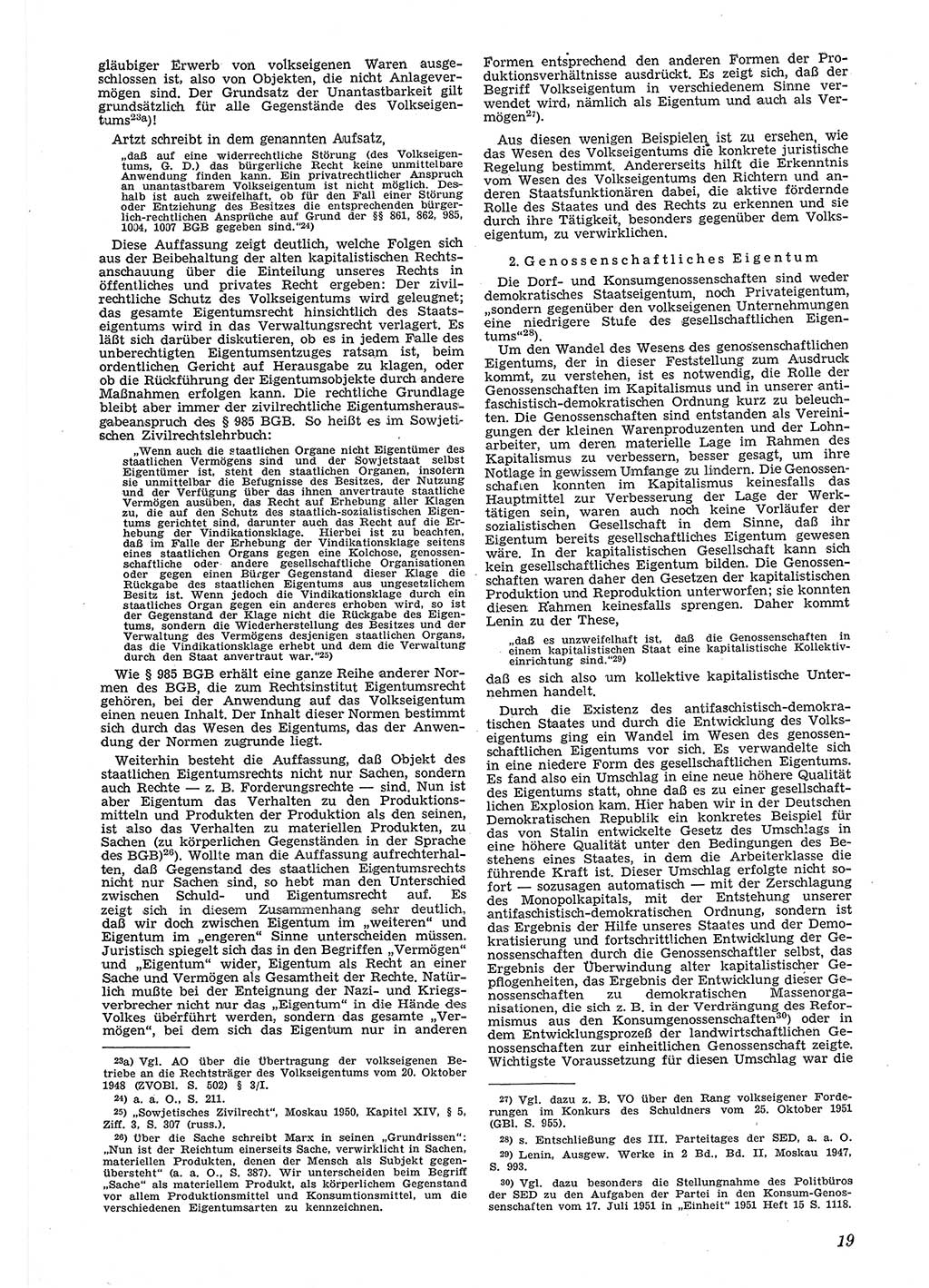 Neue Justiz (NJ), Zeitschrift für Recht und Rechtswissenschaft [Deutsche Demokratische Republik (DDR)], 6. Jahrgang 1952, Seite 19 (NJ DDR 1952, S. 19)