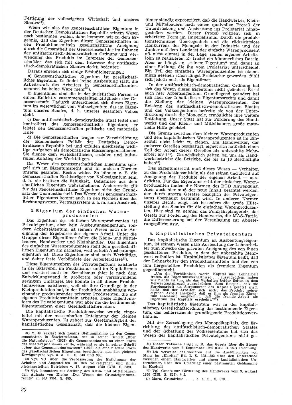 Neue Justiz (NJ), Zeitschrift für Recht und Rechtswissenschaft [Deutsche Demokratische Republik (DDR)], 6. Jahrgang 1952, Seite 20 (NJ DDR 1952, S. 20)