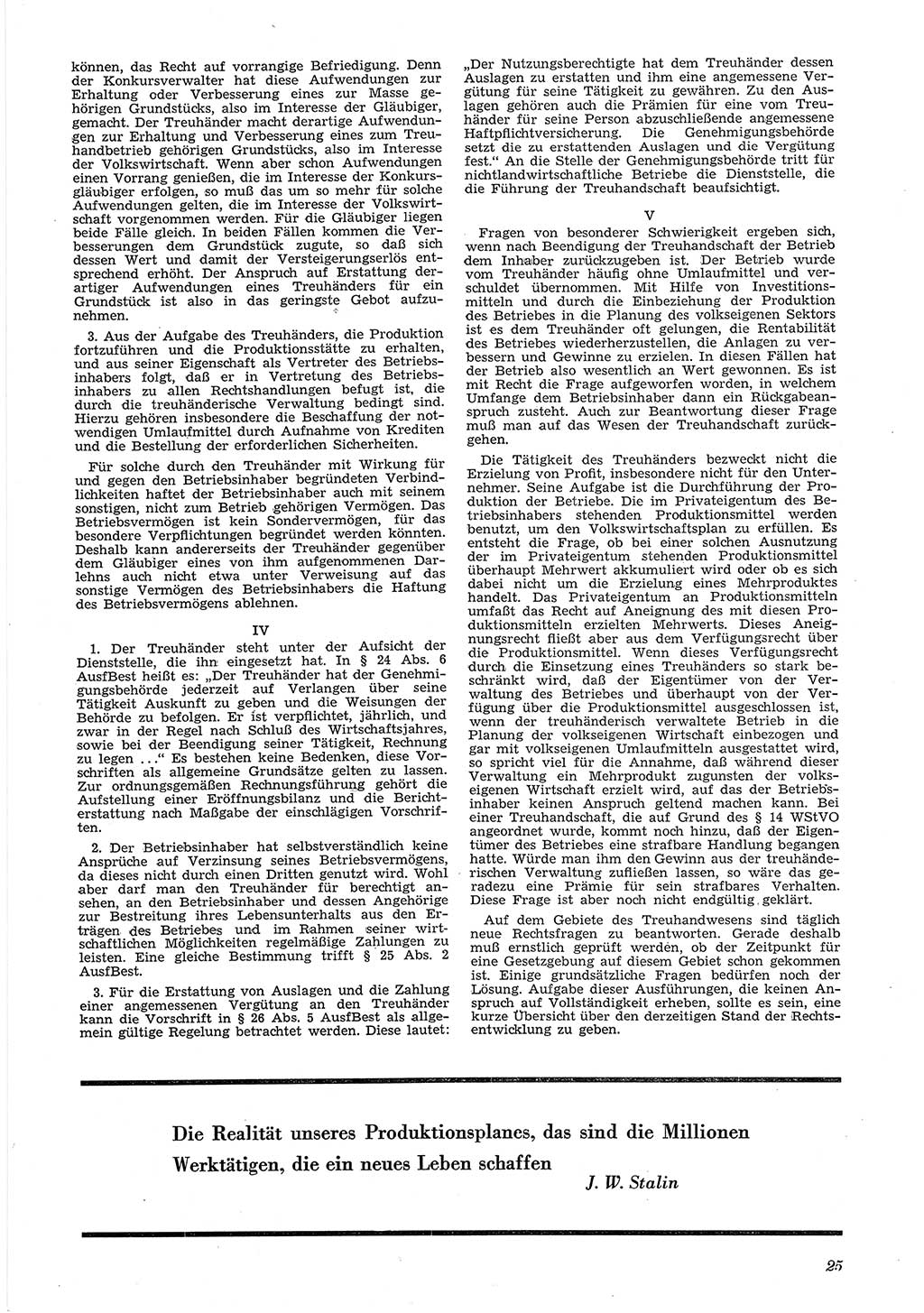 Neue Justiz (NJ), Zeitschrift für Recht und Rechtswissenschaft [Deutsche Demokratische Republik (DDR)], 6. Jahrgang 1952, Seite 25 (NJ DDR 1952, S. 25)