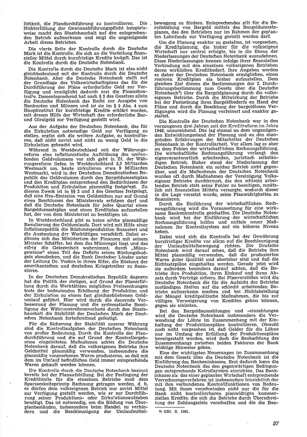 Neue Justiz (NJ), Zeitschrift für Recht und Rechtswissenschaft [Deutsche Demokratische Republik (DDR)], 6. Jahrgang 1952, Seite 27 (NJ DDR 1952, S. 27)