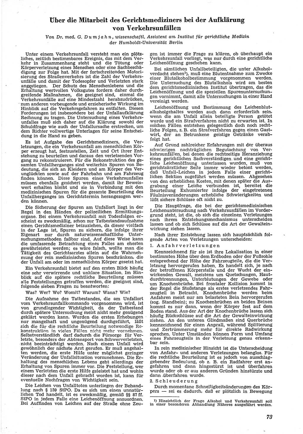 Neue Justiz (NJ), Zeitschrift für Recht und Rechtswissenschaft [Deutsche Demokratische Republik (DDR)], 6. Jahrgang 1952, Seite 73 (NJ DDR 1952, S. 73)