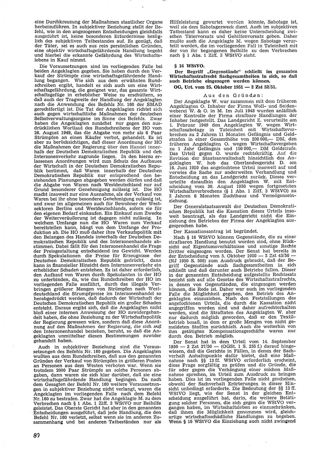 Neue Justiz (NJ), Zeitschrift für Recht und Rechtswissenschaft [Deutsche Demokratische Republik (DDR)], 6. Jahrgang 1952, Seite 80 (NJ DDR 1952, S. 80)