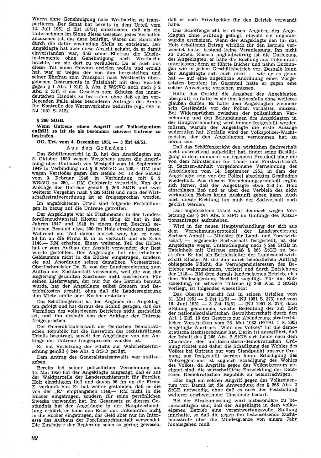 Neue Justiz (NJ), Zeitschrift für Recht und Rechtswissenschaft [Deutsche Demokratische Republik (DDR)], 6. Jahrgang 1952, Seite 82 (NJ DDR 1952, S. 82)